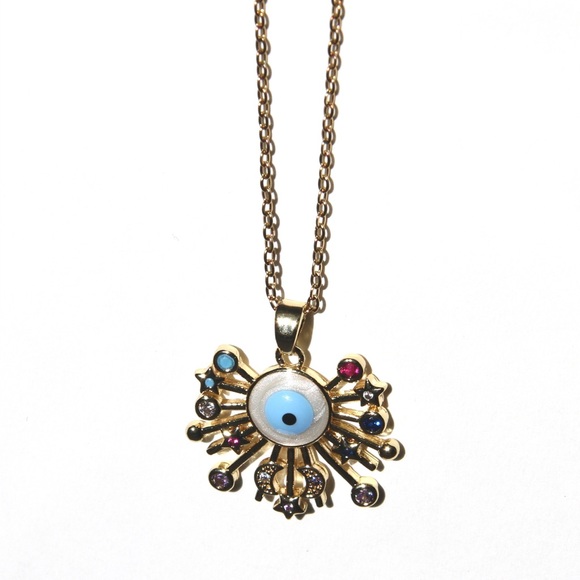 *NEW* 18K Gold Plated Evil Eye Jewelry Cubic Zirconia Pendant Necklace 🧿🪬 - Picture 2 of 11